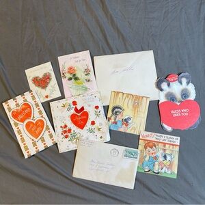 Vintage 1950’s-1970’s Valentine’s Card Ephemera 9 piece Collection
